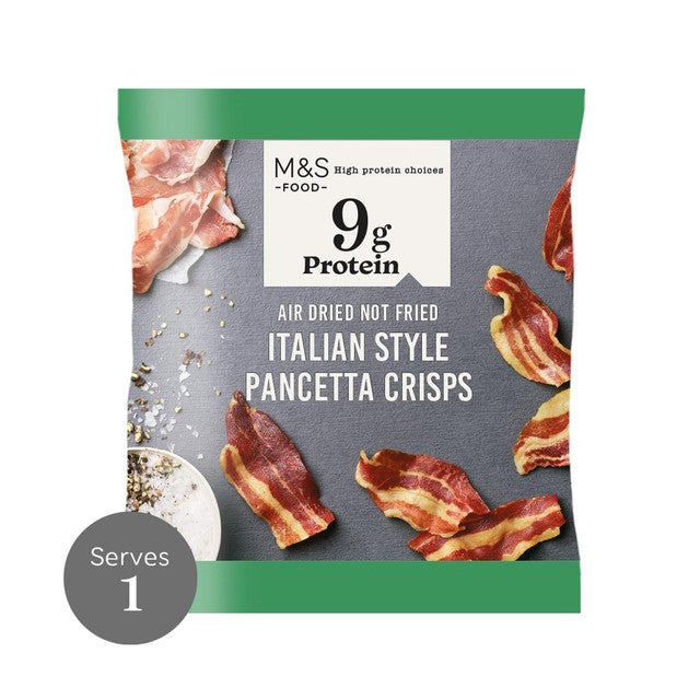 M&S Italian Style Pancetta Crisps 25g, imported from the UK