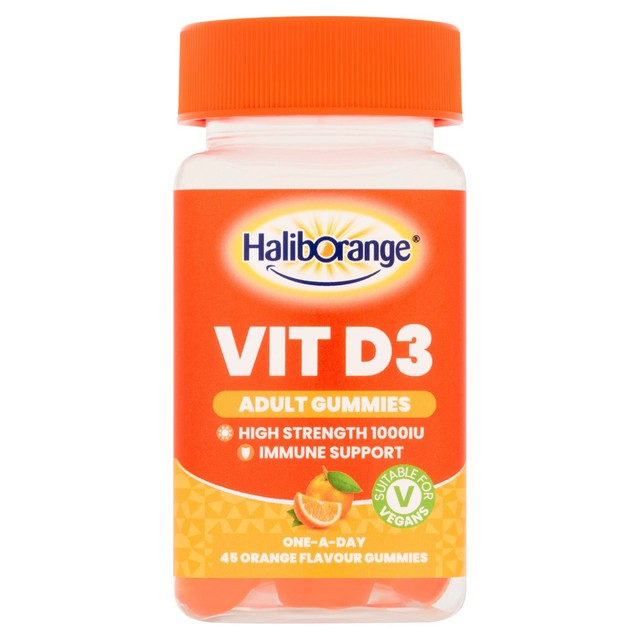 Haliborange adult high strength immune support orange gummies 45 pack, UK version