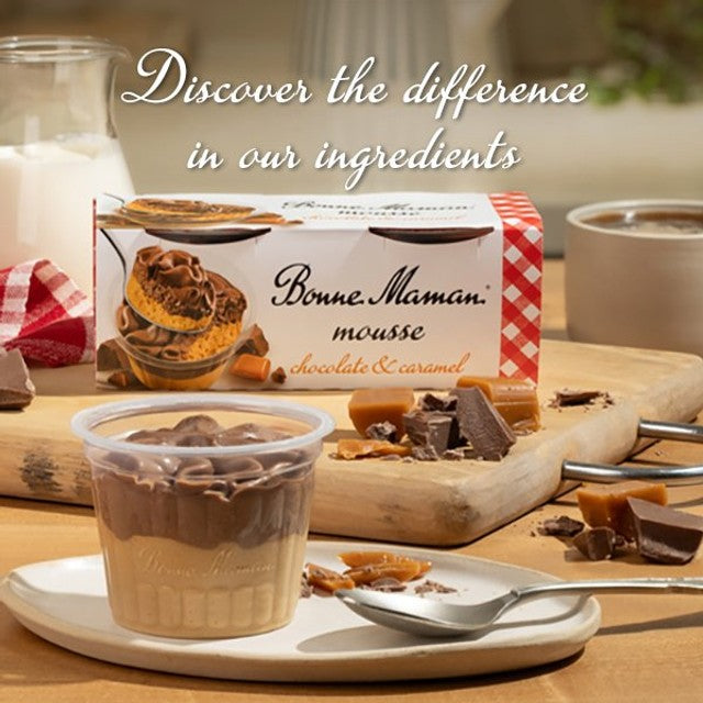 Bonne Maman chocolate caramel mousse dessert 2 x 70g - British product