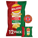 Walkers Ready Salted and Salt & Vinegar variety multipack crisps 12 pack (British brand)
