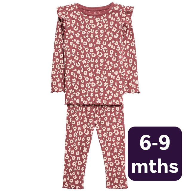 M&S leopard print baby outfit pink 6-9 months, imported from the UK