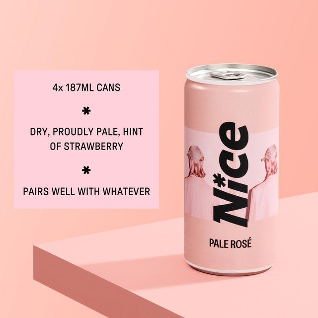 NICE Pale Rosé canned wine multipack 4 x 187ml, imported from the UK