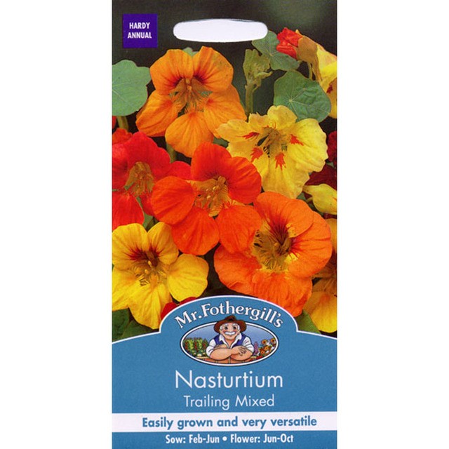 Mr Fothergill's Seeds Nasturtium Trailing Mixed flower seeds 10 seeds, imported from the UK