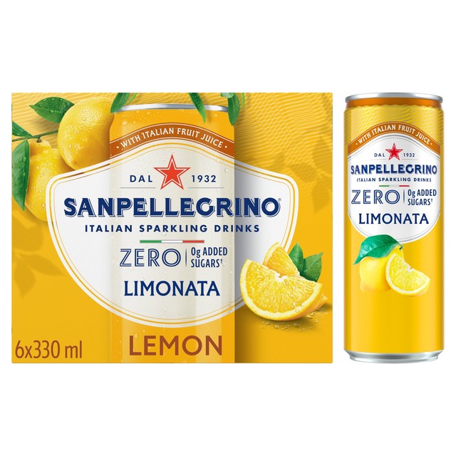 San Pellegrino Zero Lemon carbonated beverage 6 x 330ml (British brand)