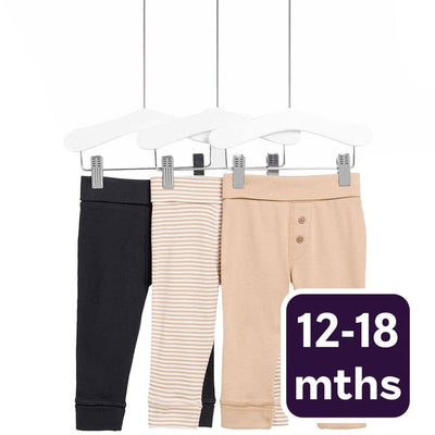 M&S Cotton Leggings 3 Pack 12-18 Months Neutral