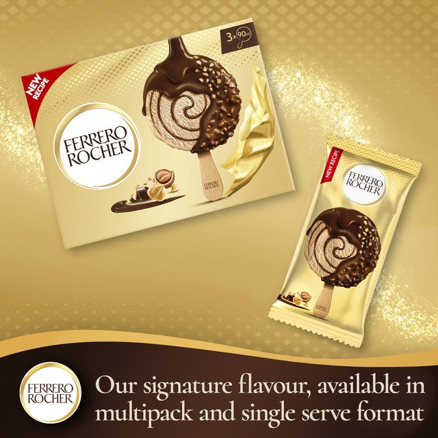 Ferrero Rocher hazelnut ice cream sticks 3 x 70ml - British product