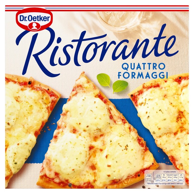 Dr Oetker Quattro Formaggi frozen pizza 340g - British product
