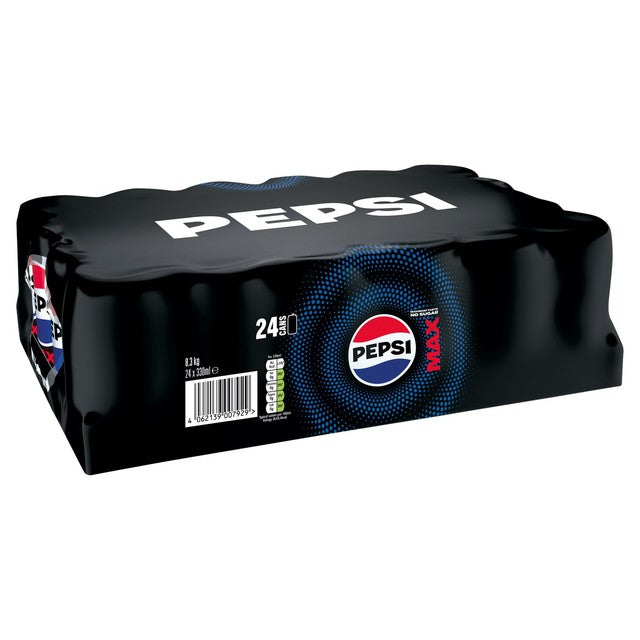 Pepsi Max sugar-free cola 24 x 330ml cans, imported from the UK