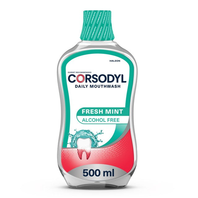 Corsodyl Fresh Mint Alcohol-Free Mouthwash 500ml - British product