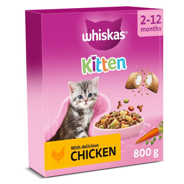 Whiskas kitten chicken dry cat food 800g (British brand)