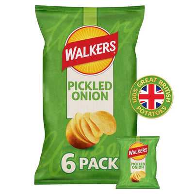Walkers Pickled Onion Crisps Multipack 6 Bags