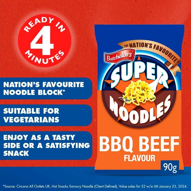 Batchelors Super Noodles BBQ beef flavour 90g - British product