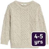 M&S Cable Knitted Jumper Neutral Children's Jumper 4-5 Years
