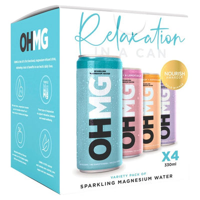 OHMG Variety Magnesium-Infused Sparkling Water 4 x 330ml