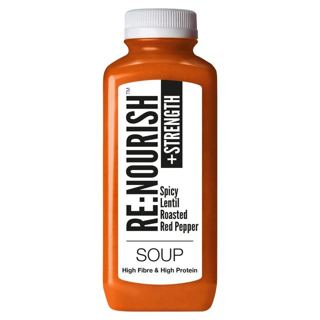 Re Nourish Spicy Lentil & Pepper Soup 500g, imported from the UK
