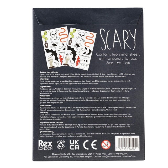 Rex London Halloween Scary Temporary Tattoos