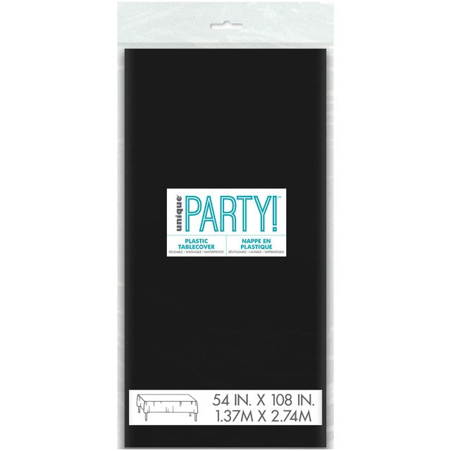 Unique Party Halloween Black Plastic Table Cover 213cm x 137cm, UK version