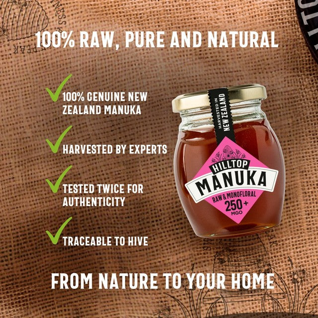Hilltop Honey Manuka MGO250+ honey 225g, UK version