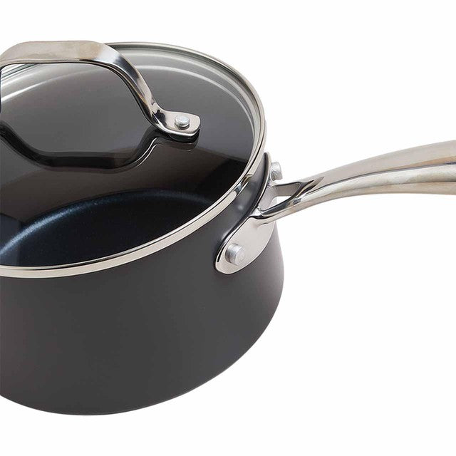M&S Chef Hard Anodised 16cm Saucepan, Black Mix