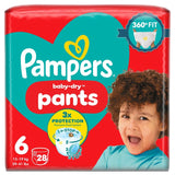 Pampers Baby-Dry Nappy Pants Essential Pack Size 6 (15kg+), imported from the UK