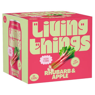 Living Things Rhubarb & Apple Biotic Soda 4 x 330ml