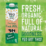 Yeo Valley Semi Skimmed Milk 1L (British brand)