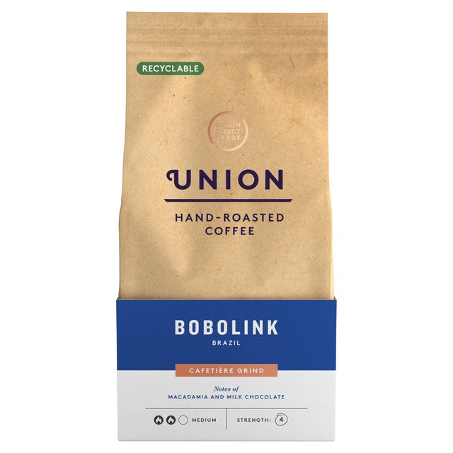 Union Hand-Roasted Bobolink Brazil Cafetiere Grind coffee 200g - British product