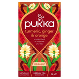 Pukka Turmeric Ginger Orange tea bags x20, imported from the UK