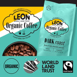 LEON dark roast coffee beans 200g, UK version