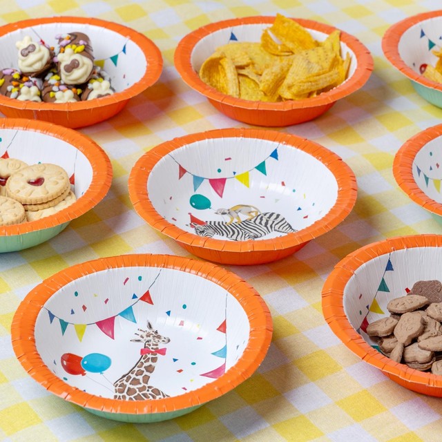 Talking Tables safari animal paper bowls 8-pack 18cm diameter (British brand)