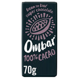 OMBAR 100% Cacao Organic Vegan Fair Trade Dark Chocolate 70g
