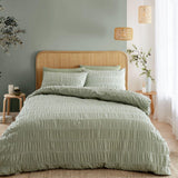 Catherine Lansfield Seersucker Double Duvet Set Sage - British product