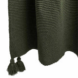 M&S knitted tassel throw dark green, imported from the UK