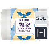 Ocado Medium Swing Bin Liner with Tie Handles 50L