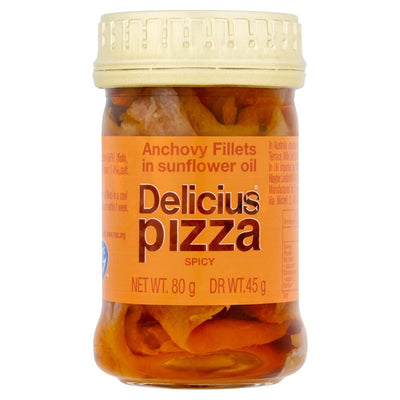 Delicius Anchovy Fillets in Spicy Sunflower Oil 80g