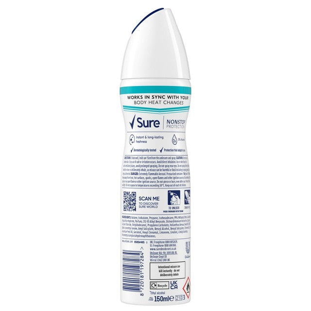 Sure Women Invisible Aqua Antiperspirant Deodorant 150ml (British brand)