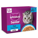 Whiskas 11+ Senior Wet Cat Food Fish Favourites in Jelly Pouches 12 x 85g
