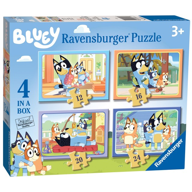 Ravensburger Bluey 4-in-a-Box jigsaw puzzles, imported from the UK