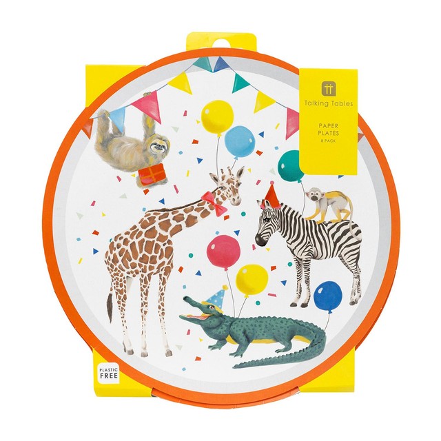 Talking Tables safari animal paper plates 23cm (British brand)
