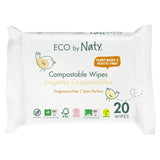 Naty compostable baby wipes unscented travel pack 20 pack, imported from the UK