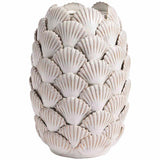 M&S Medium Shell Textured Ceramic Vase White