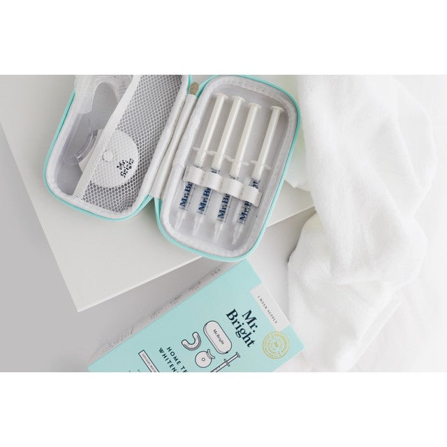 Mr Bright teeth whitening kit with zipcase and 4 gels, imported from the UK