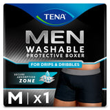 TENA Men Washable Incontinence Boxer Black Incontinence Boxers Medium