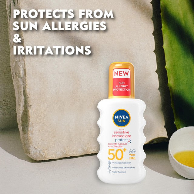 Nivea Sensitive Sun Lotion Spray SPF 50+ 200ml, imported from the UK