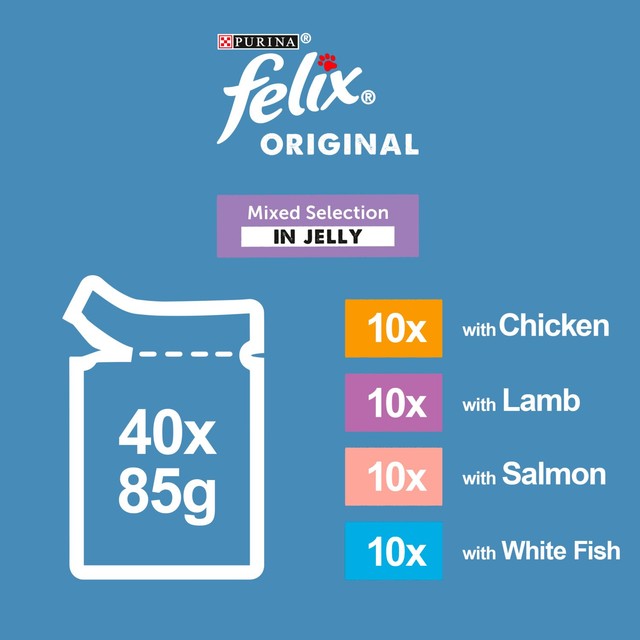 Felix senior cat food mixed selection in jelly 40x85g pouches - British product