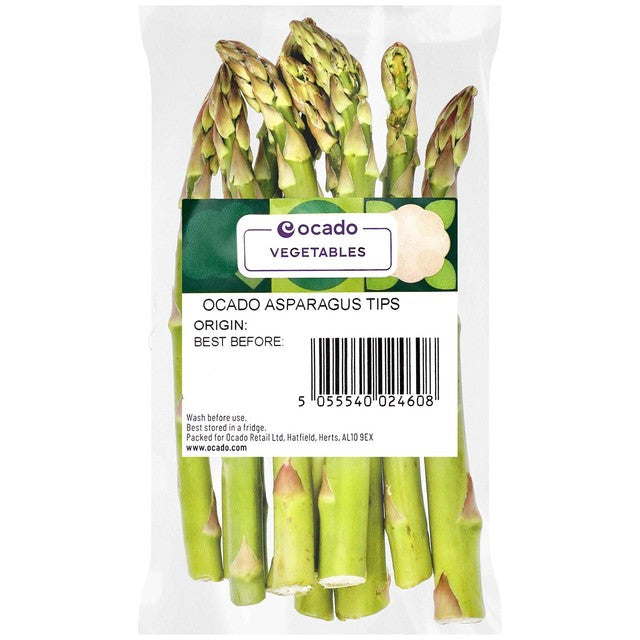 Ocado asparagus tips 125g, imported from the UK