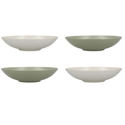KitchenCraft Stoneware Coupe Green Pasta Bowl Set 22cm