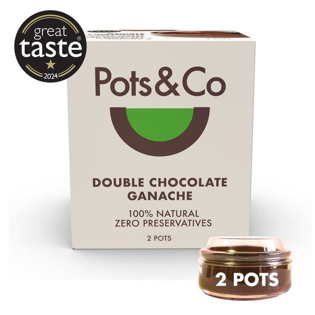 Pots & Co double chocolate ganache dessert pots 2 x 80g, imported from the UK