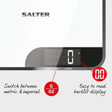 Salter Super Clear White Glass digital kitchen scale 5kg (British brand)