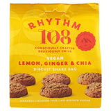 Rhythm 108 vegan lemon ginger chia biscuits 135g, imported from the UK
